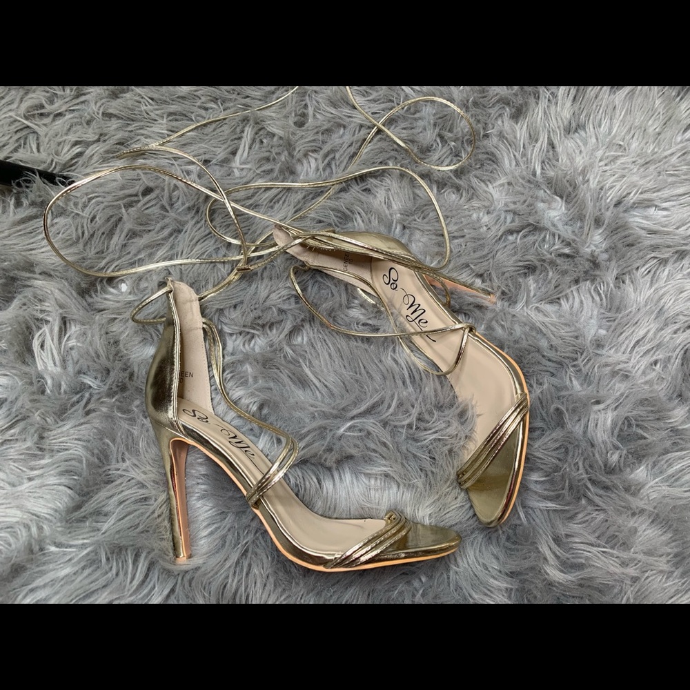Gold Strappy Heels